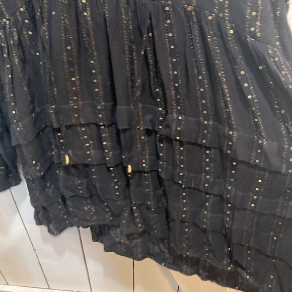 Anthropologie black gold sequin tiered tunic top m - Picture 4 of 8
